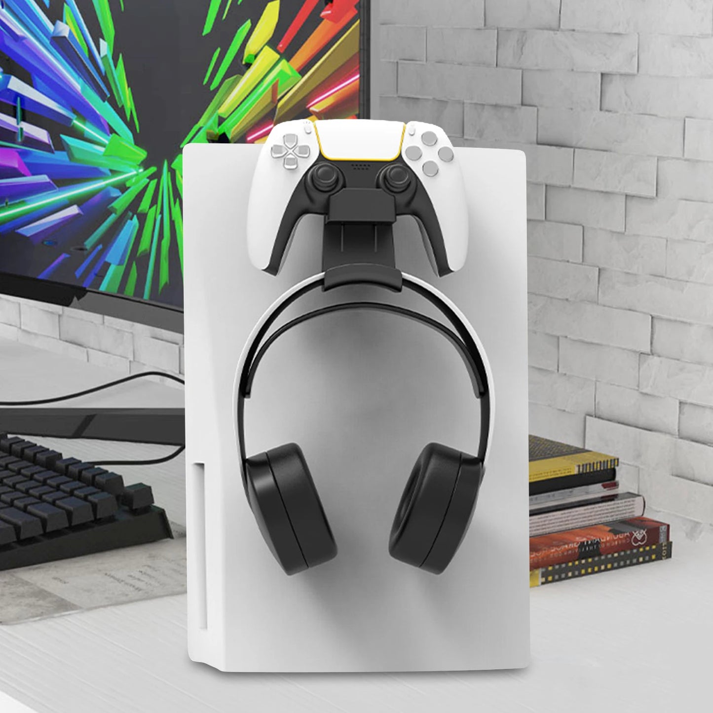 2 in 1 PS5 Controller Charger with Headphone Holder Smart Charging Dock Station for PS5 Controller
